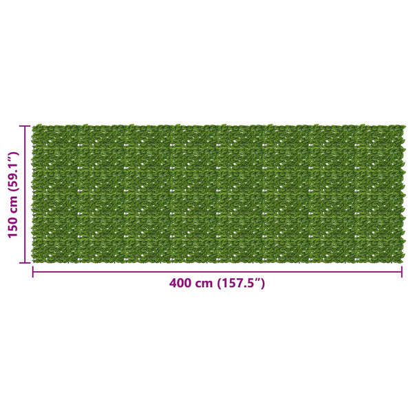 Parvekkeensuoja lehdillä Vihreä ja keltainen 400 x 150 cm