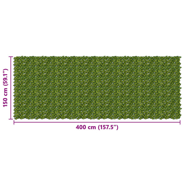 Parvekkeensuoja lehdillä Vihreä ja keltainen 400 x 150 cm