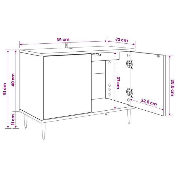 TV-kaappi DOKKUM 69 x 33 x 50,5 cm Musta tammi Tekninen puu