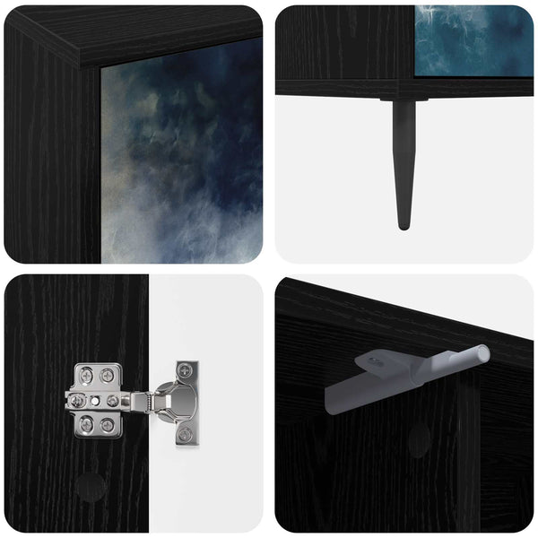 TV-kaappi RAALTE 102 x 33 x 51 cm Musta tammi Tekninen puu