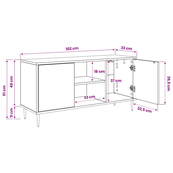 TV-kaappi ELBURG 102 x 33 x 51 cm Musta tammi Tekninen puu
