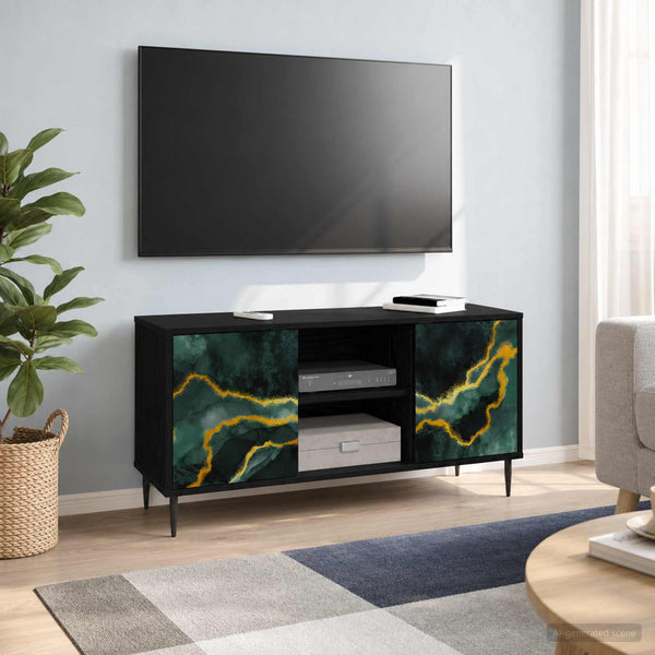 TV-kaappi WIJHE 102 x 33 x 51 cm Musta tammi Tekninen puu