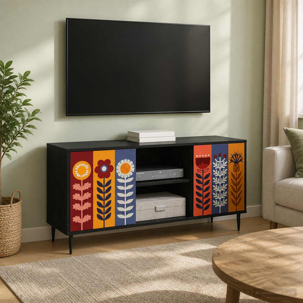 TV-kaappi ESSEN 102 x 33 x 51 cm Musta tammi Tekninen puu