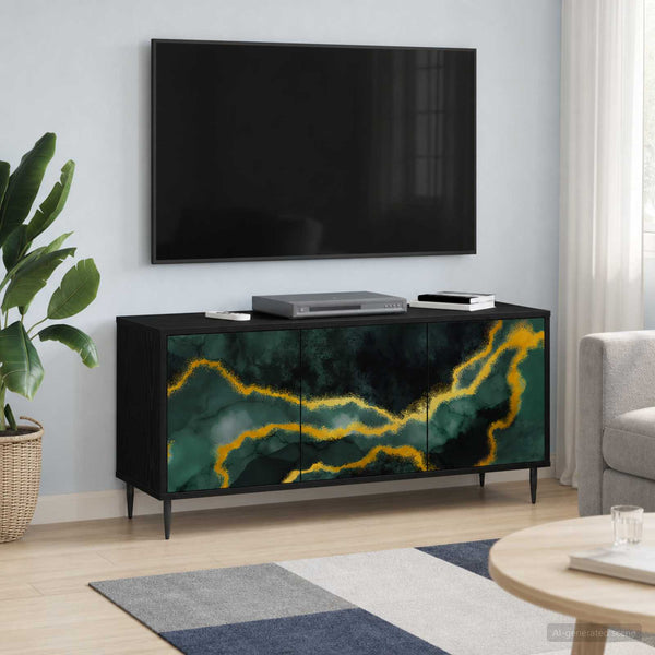TV-kaappi WIJHE 102 x 33 x 51 cm Musta tammi Tekninen puu
