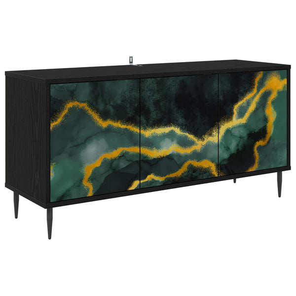 TV-kaappi WIJHE 102 x 33 x 51 cm Musta tammi Tekninen puu
