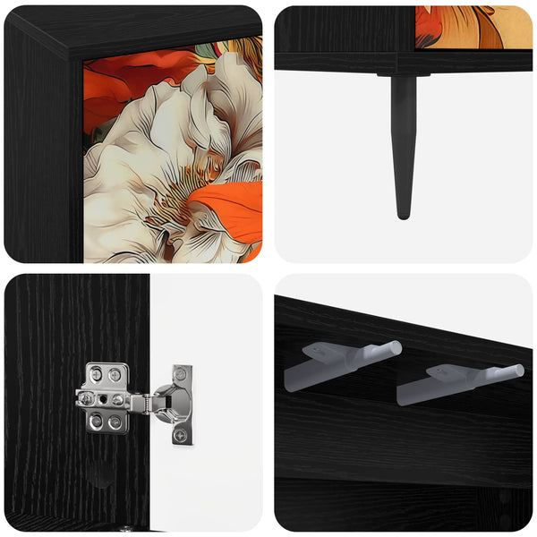 TV-kaappi GENNEP 102 x 33 x 51 cm Musta tammi Tekninen puu