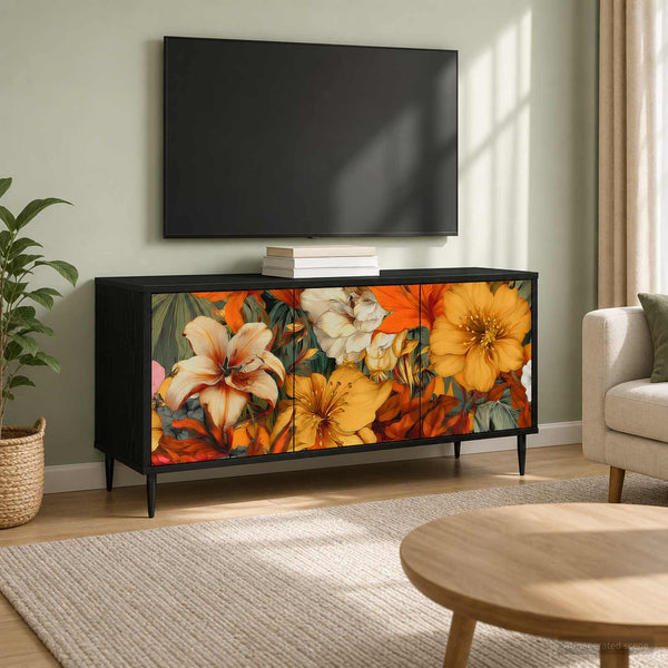 TV-kaappi GENNEP 102 x 33 x 51 cm Musta tammi Tekninen puu