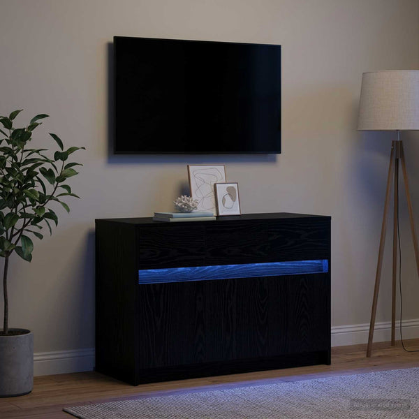 TV-kaappi 91 x 34 x 61 cm Musta tammi Tekninen puu