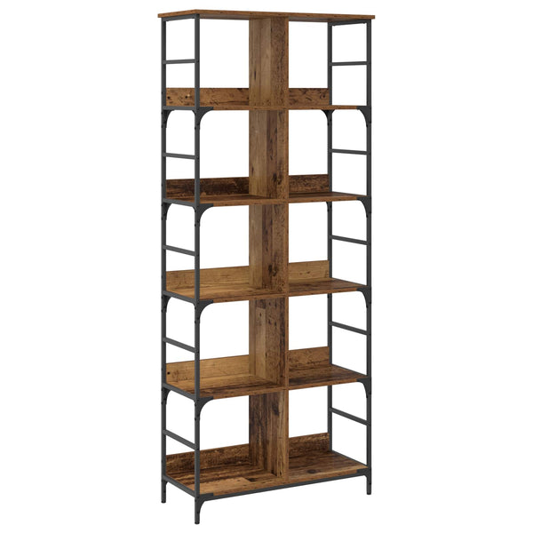 Kirjahylly 4 tasoa 78,5 x 33 x 188,5 cm metallia PB Vanha puu