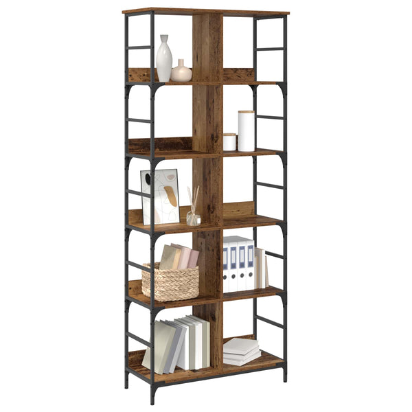 Kirjahylly 4 tasoa 78,5 x 33 x 188,5 cm metallia PB Vanha puu