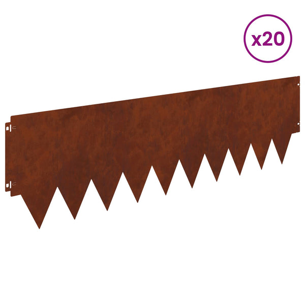 Nurmireunus 20 kpl 103 x 30 cm Teräs Ruosteinen