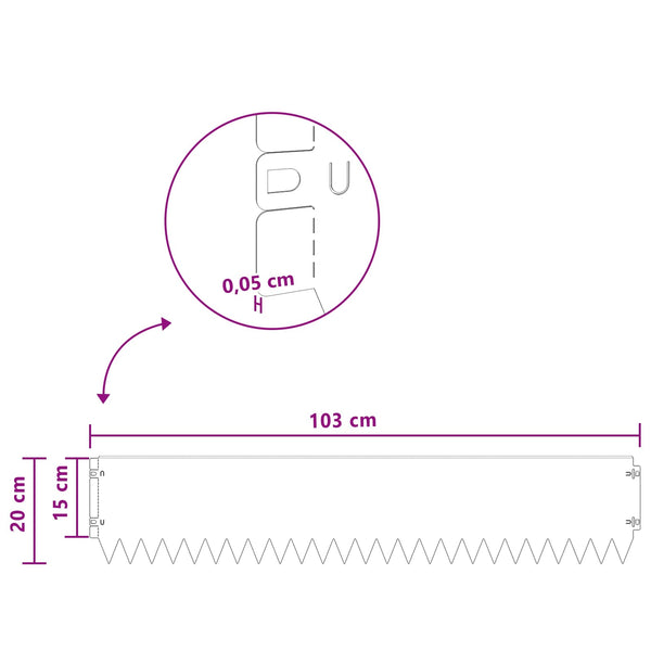 Nurmireunus 20 kpl 103 x 20 cm Teräs Antrasiitti
