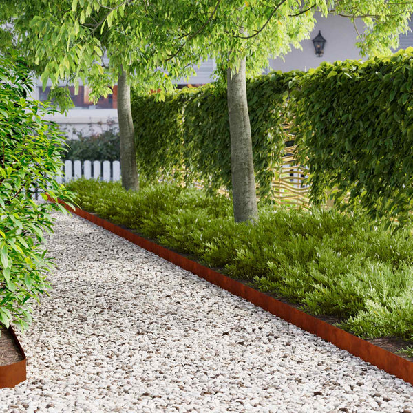 Nurmikon reunus ylätaitteella 20 kpl 103x10cm Teräs Ruosteinen