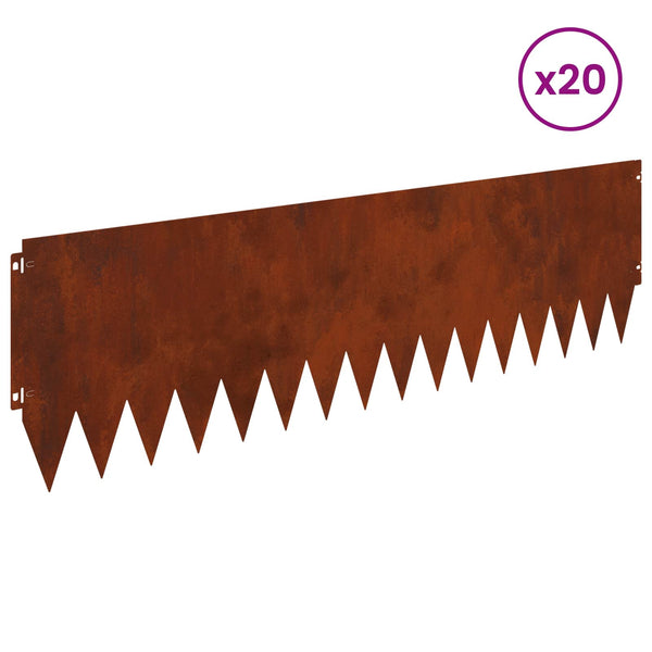Nurmireunus 20 kpl 103 x 30 cm Teräs Ruosteinen