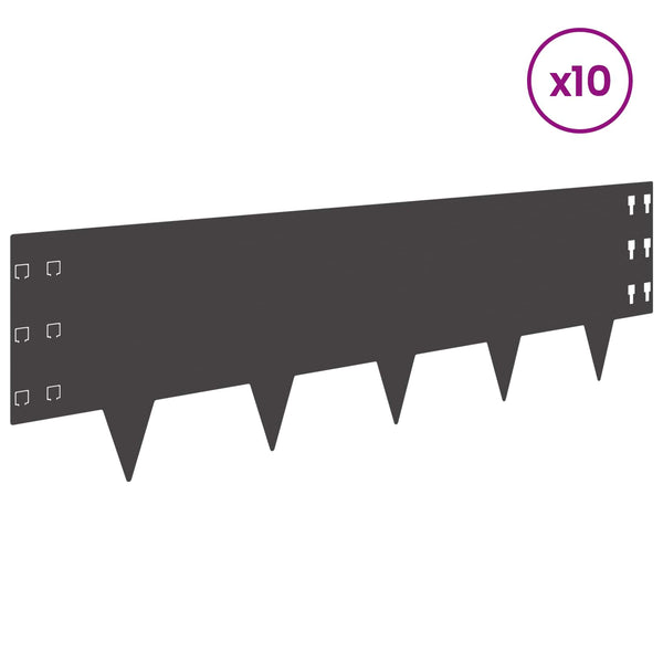 Nurmireunus 10 kpl 100 x 30 cm Teräs Musta
