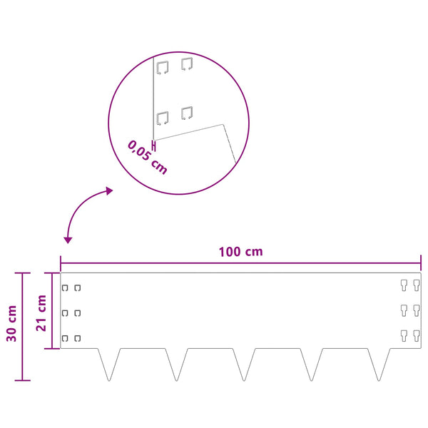 Nurmireunus 10 kpl 100 x 30 cm Teräs Antrasiitti