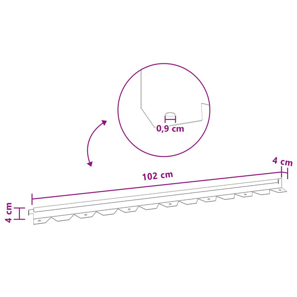 Nurmireunus 30 kpl 102 x 4 x 4 cm Teräs Antrasiitti