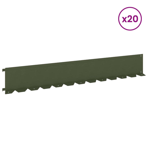 Nurmireunus 20 kpl 102 x 15 x 4 cm Teräs Oliivinvihreä