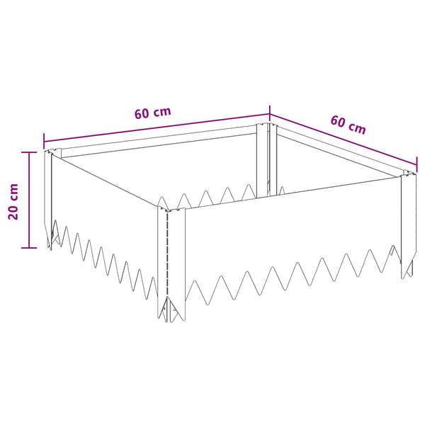Nurmireunus 4 kpl 60 x 60 x 20 cm Teräs Musta