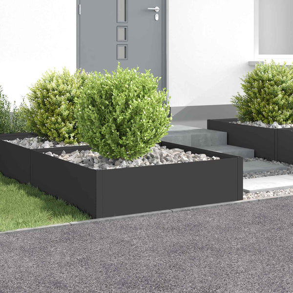 Nurmireunus 4 kpl 100 x 100 x 35 cm Teräs Musta
