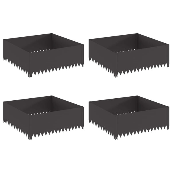 Nurmireunus 4 kpl 100 x 100 x 35 cm Teräs Musta