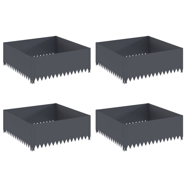 Nurmireunus 4 kpl 100 x 100 x 35 cm Teräs Antrasiitti