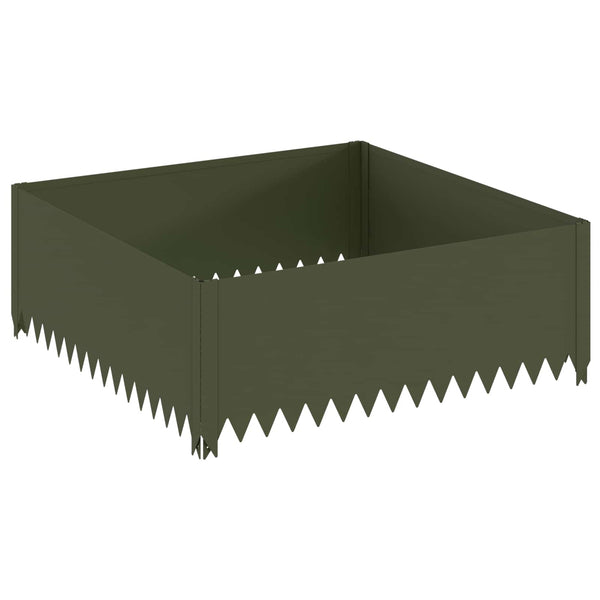 Nurmireunus 4 kpl 100 x 100 x 35 cm Teräs Oliivinvihreä