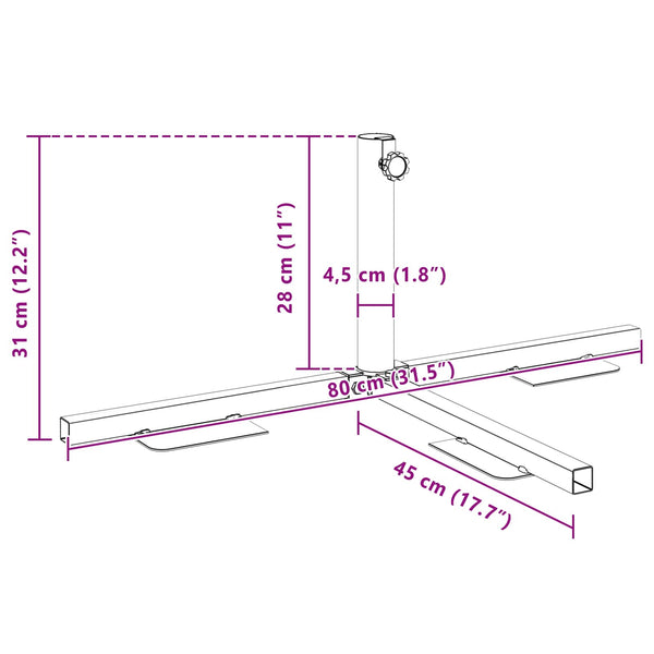 Puolikas aurinkovarjon tukirunko Musta Teräs for 32-38 mm Pole