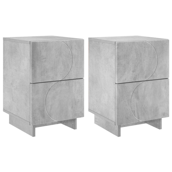 Yöpöytäkaappi 2 kpl Betoninharmaa 33,5 x 34,5 x 50 cm
