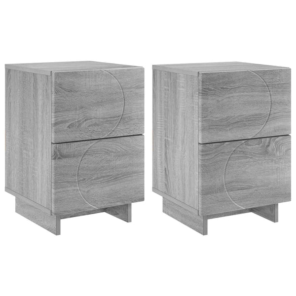 Yöpöytäkaappi 2 kpl Harmaa Sonoma 33,5 x 34,5 x 50 cm