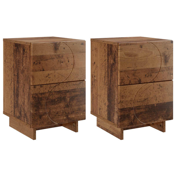 Yöpöytäkaappi 2 kpl Tammipuu 33,5 x 34,5 x 50 cm Tekninen puu