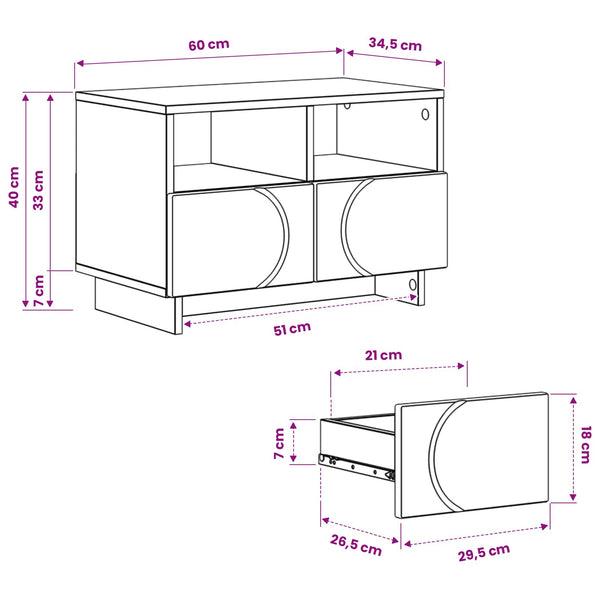 TV-teline 60 x 34.5 x 40 cm Harmaa Sonoma Tekninen puu