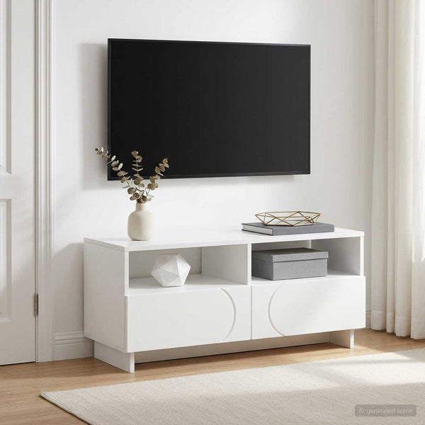 TV-teline 90 x 34.5 x 40 cm valkoinen Tekninen puu