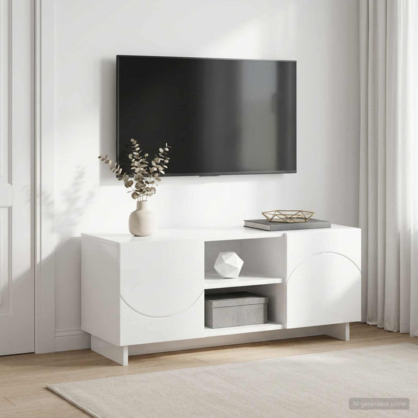 TV-teline 90 x 34.5 x 40 cm Korkeakiiltoinen valkoinen