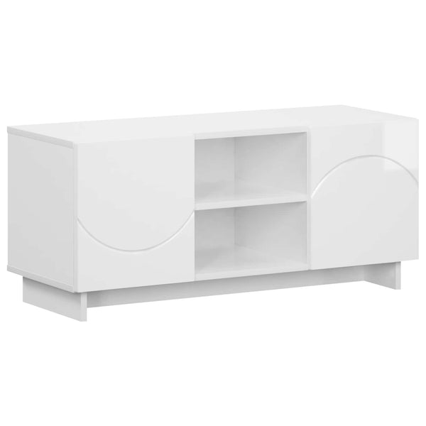 TV-teline 90 x 34.5 x 40 cm Korkeakiiltoinen valkoinen