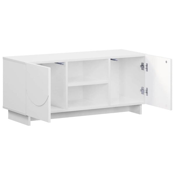 TV-teline 90 x 34.5 x 40 cm Korkeakiiltoinen valkoinen