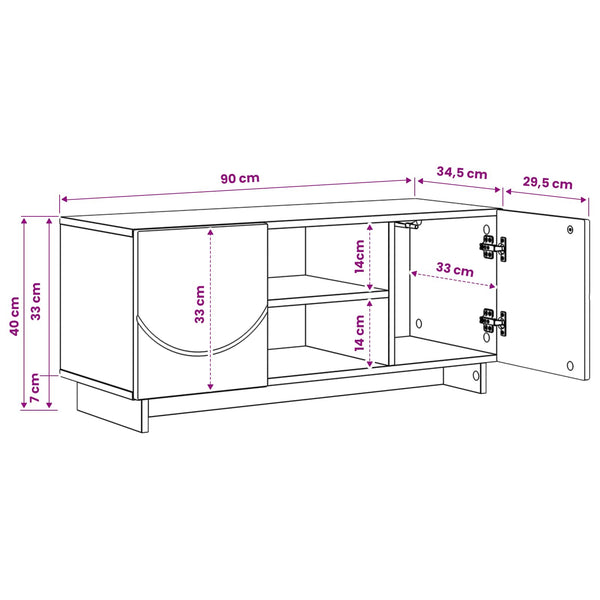 TV-teline 90 x 34.5 x 40 cm Korkeakiiltoinen valkoinen