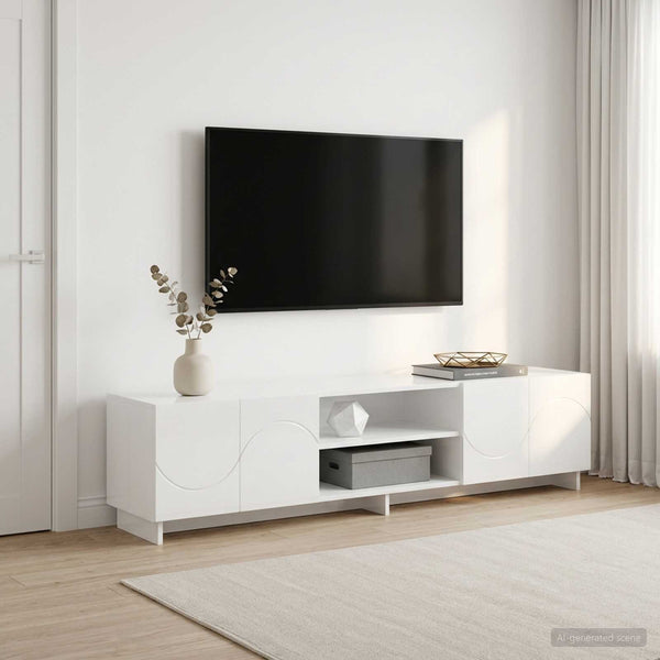 TV-teline 180 x 34,5 x 40 cm Korkeakiiltoinen valkoinen
