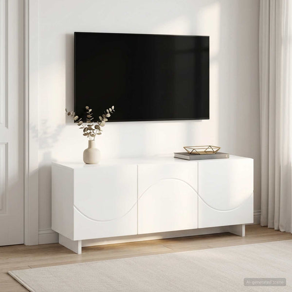 TV-taso 90 x 34.5 x 40 cm Korkeakiiltoinen valkoinen
