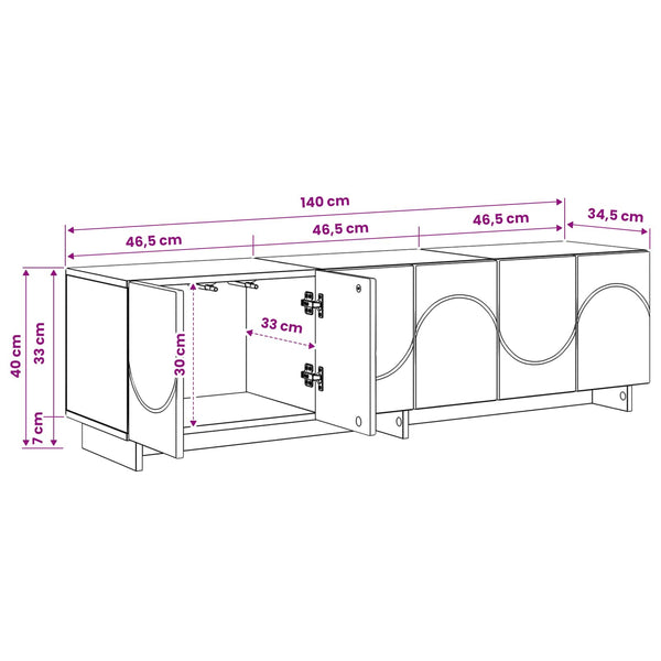 TV-taso 140 x 34,5 x 40 cm valkoinen Tekninen puu