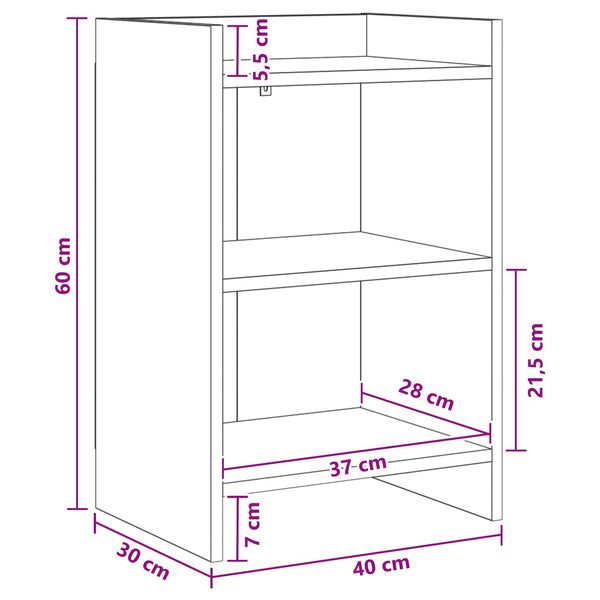 Yöpöydät 2 kpl Betoninharmaa 40 x 30 x 60 cm Tekninen puu