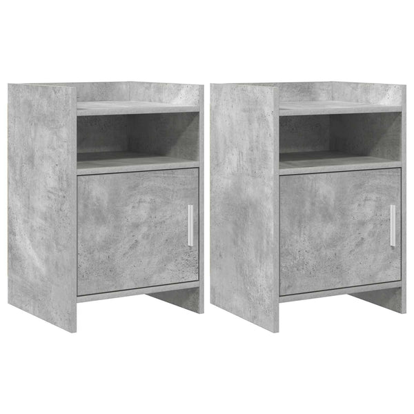 Yöpöydät 2 kpl Betoninharmaa 40 x 36 x 60 cm Tekninen puu