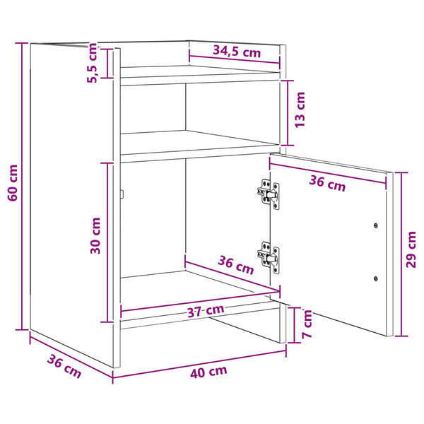 Yöpöydät 2 kpl Vanha puu 40 x 36 x 60 cm Tekninen puu