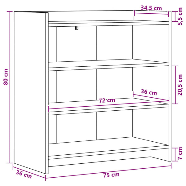 Sivupöytä Musta tammi 75 x 36 x 80 cm Tekninen puu