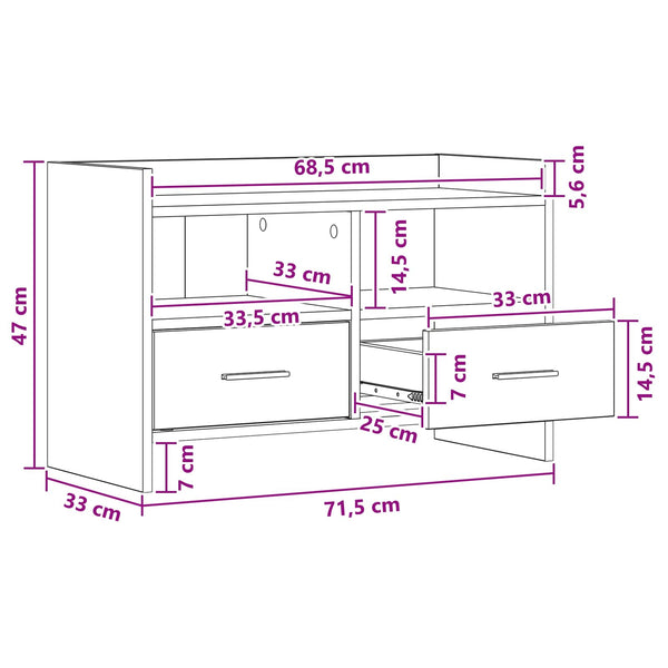 TV-kaappi 71,5 x 33 x 47 cm Artisaanitammi Tekninen puu