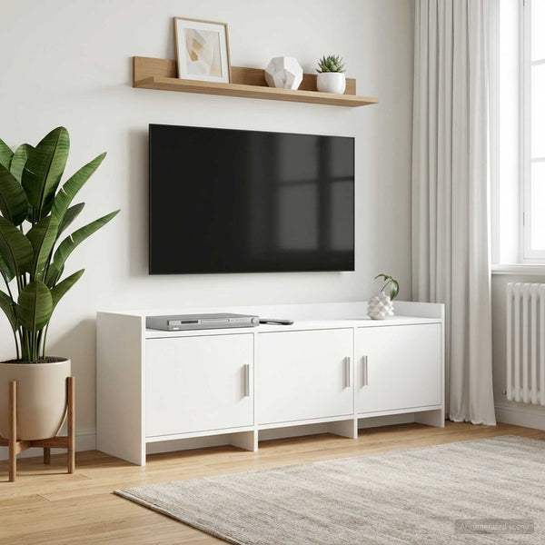 TV-kaappi 130 x 33 x 47 cm valkoinen Tekninen puu