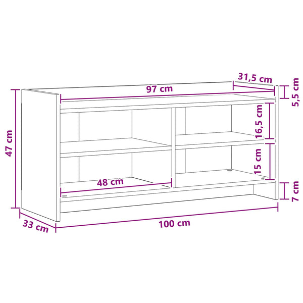 TV-kaappi 100 x 33 x 47 cm Vanha puu Tekninen puu