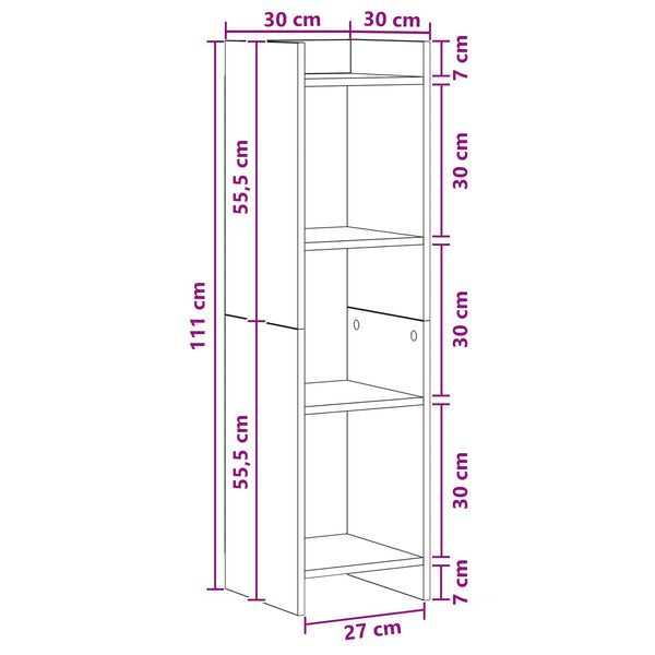 Kirjahylly 3 tasoa 30 x 30 x 111 cm Tekninen puu Artisaanitammi