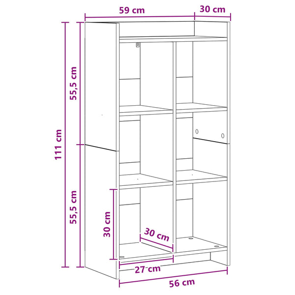Kirjahylly Musta tammi 59 x 30 x 111 cm Tekninen puu
