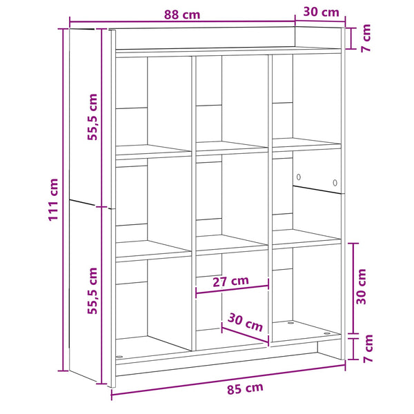 Kirjahylly Musta tammi 87,5 x 30 x 111 cm Tekninen puu